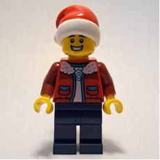 Man, Red Jacket, Dark Blue Legs, Santa Hat (fig-015698)