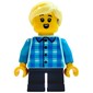 Girl, White and Blue Plaid Shirt, Short Dark Blue Legs