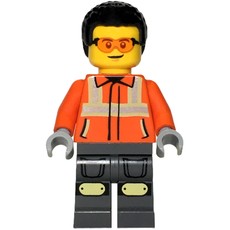 Construction Worker, Reddish Orange Jacket, Black Hair (fig-015733)