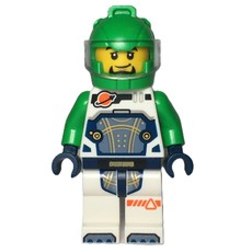 Astronaut, White Spacesuit, Bright Green Helmet, Beard (fig-015932)
