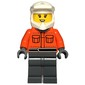 Pit Crew, Reddish Orange Torso, Dark Bluish Grey Legs, Female, Smile