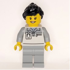 Garage Worker, White/Light Bluish Grey Suit, Black Hair (fig-015943)