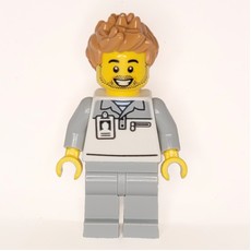Garage Worker, White/Light Bluish Grey Suit, Medium Nougat Hair (fig-015944)