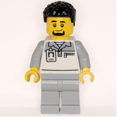 Garage Worker, White/Light Bluish Grey Suit, Black Hair (fig-015949)