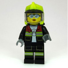 Firefighter, Black Fire Suit, Vibrant Yellow Standard Helmet, Visor, Goggles (fig-015995)