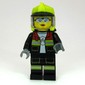 Firefighter, Black Fire Suit, Vibrant Yellow Standard Helmet, Visor, Goggles