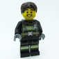 Firefighter, Black Fire Suit, Dark Brown Hair