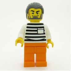 Criminal, Black and White Striped Shirt, Orange Legs, Dark Bluish Gray Hair (fig-016119)
