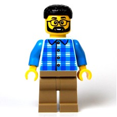 Man, Light Aqua Torso, Dark Tan Legs, Black Hair (fig-016384)