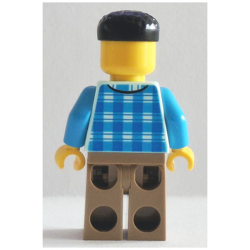 LEGO Set fig-016384 Man, Light Aqua Torso, Dark Tan Legs, Black Hair ...