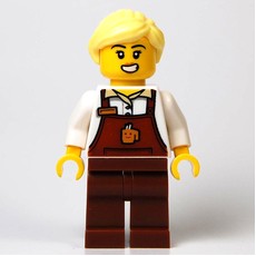 Barista, Reddish Brown Apron, Bright Light Yellow Hair (fig-016385)