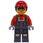 Construction Worker, Reddish Orange Safety Jacket, Overalls, Red Helmet, Reddish Brown Hair