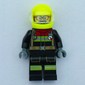 Firefighter, Black Fire Suit, Vibrant Yellow Helmet