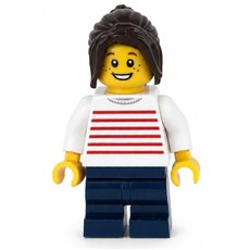 Kid, White Torso, Dark Blue Medium Legs, Dark Brown Hair (fig-016523)