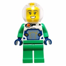 Astronaut, White Spacesuit, Bright Green Legs, Sphere Helmet (fig-016570)