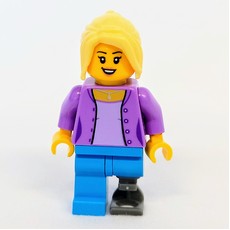 Medium Lavender Torso, Dark Azure Leg, Prosthetic Leg, Bright Light Yellow Hair (fig-016582)