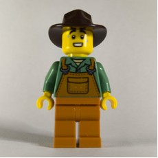 Farmer, Medium Nougat Overalls, Dark Brown Hat (fig-016586)