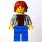 Man, Light Bluish Gray Sweater, Blue Legs, Dark Orange Hair