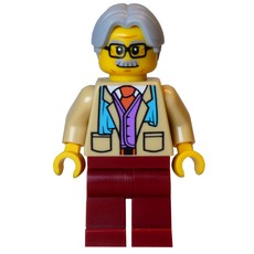 Man, Tan Torso, Dark Red Legs, Light Bluish Grey Hair (fig-016703)