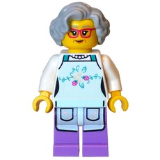 Cook, Light Aqua Apron, Light Bluish Grey Hair (fig-016706)