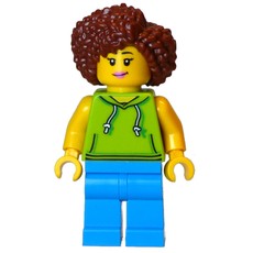 Lime Torso, Dark Azure Legs, Reddish Brown Hair (fig-016709)