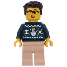 Dark Green Sweater, Tan Legs, Black Hair (fig-016751)