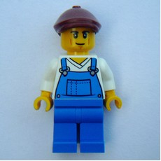 Farmer, Blue Overall, Reddish Brown Cap (fig-016849)