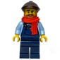 Train Driver, Dark Blue Overall, Reddish Brown Cap, Scarf