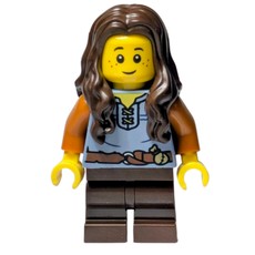 Girl, Sand Blue Torso, Dark Brown Legs, Dark Brown Hair (fig-016965)