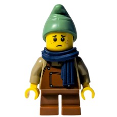 Elf, Dark Tan Torso, Reddish Brown Apron, Sand Green Cap, Dark Blue Scarf (fig-016968)