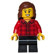 Girl, Red Torso, Black Medium Legs, Reddish Brown Hair (fig-016977)