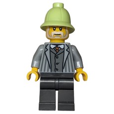 Man, Light Bluish Grey Torso, Pearl Titanium Legs, Yellowish Green Helmet (fig-016983)