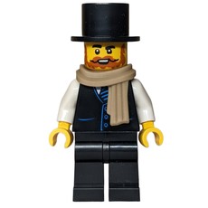 Man, Black Suit, Top Hat, Dark Tan Scarf (fig-016986)