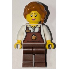 Barista, Reddish Brown Apron, Dark Orange Hair (fig-017010)