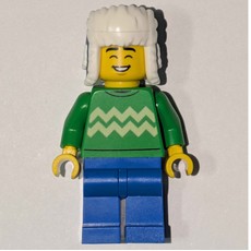 Man, Bright Green Torso, Blue Legs, Dark Blue Ushanka (fig-017011)
