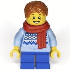 Kid, Bright Light Blue Torso, Blue Legs, Dark Orange Hair, Scarf (fig-017032)