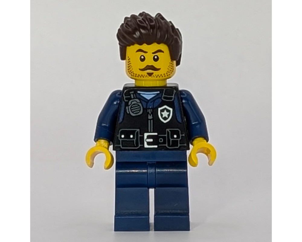 LEGO Set fig-017094 Police Officer, Black Vest, Dark Blue Legs, Dark ...