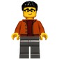 Man, Dark Orange Torso, Dark Bluiosh Gray Legs, Black Hair