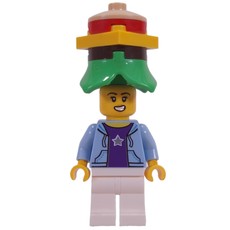 Bright Light Blue Torso, White Legs, Hamburger Hat (fig-017249)