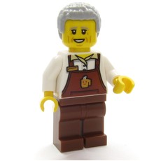 Barista, Reddish Brown Apron, Light Bluish Grey Hair (fig-017299)