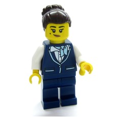 Air Hostess, Dark Blue Suit, Dark Brown Hair (fig-017302)