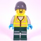 Snowplow Driver, Lime Safety Vest, Dark Green Legs, Dark Bluish Grey Beanie
