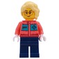 Arctic Explorer, Coral Torso, Dark Blue Legs, Bright Light Yellow Hair