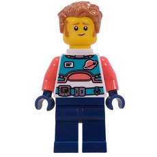 Astronaut, White Torso, Dark Blue Legs, Medium Nougat Hair (fig-017381)