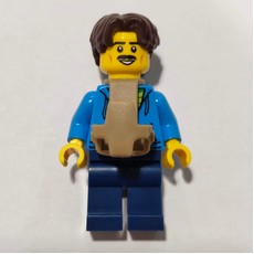 Dad, Dark Azure Torso, Dark Blue Legs, Dark Brown Hair, Baby Carrier (fig-017441)