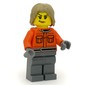 Pit Crew, Reddish Orange Jacket, Dark Bluish Gray Legs, Dark Tan Hair