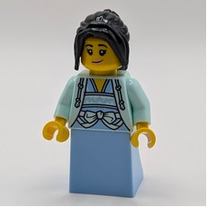 Light Aqua Tunic, Bright Light Blue Dress, Black Hair (fig-017610)