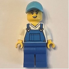 Car Wash Worker, Blue Overalls, Medium Azure Cap (fig-017782)