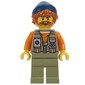 Fisherman, Dark Tan Vest, Oive Green Legs, Dark Blue Beanie