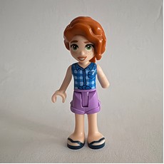 Autumn, Blue Plaid Shirt, Medium Lavender Shorts (fig-017812)
